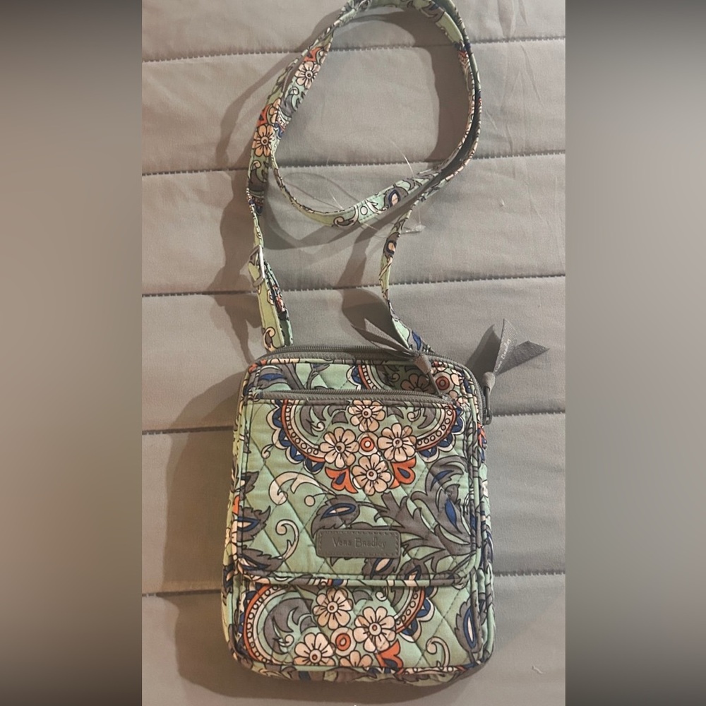 Vera Bradley Paisley Floral Crossbody Bag - Green and Orange